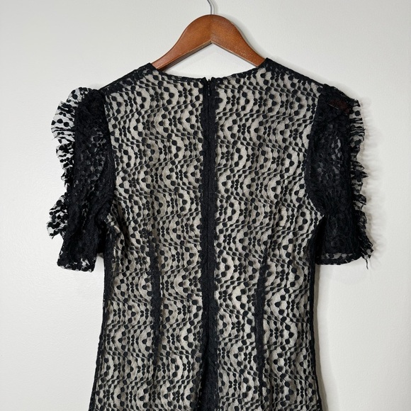 Elliatt Black Venice Lace Puff Sleeve Fitted Ruched Mini Dress - Picture 10 of 13